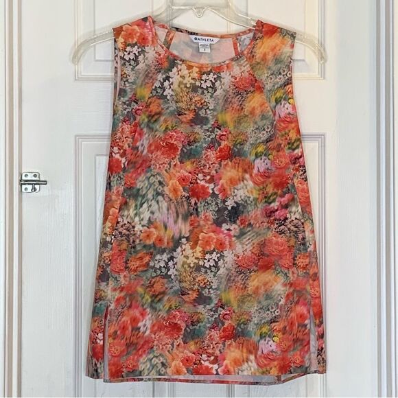 Athleta refined zephyr tank top renewed bloom floral pink sleeveless Size Small - Picture 1 of 9